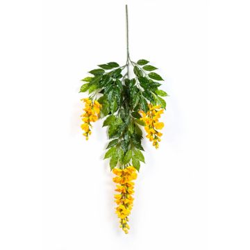Decorative Wisteria branch LAUREN, flowering, yellow, 33"/85cm
