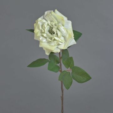 Decorative velvet rose YUFAN, cream, 65cm, Ø15cm
