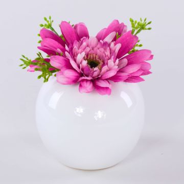 Velvet gerbera ‘IMINA’ in a ceramic pot, pink-purple, 12cm, Ø15cm