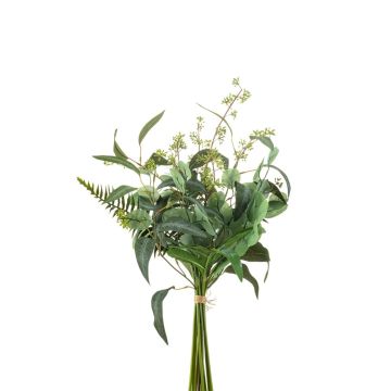 Artificial eucalyptus fern bunch ZIGU, with berries, green, 60cm