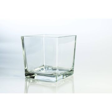 Big tea light holder KIM AIR made of glass, clear, 4.72"x4.72"x4.72"/12x12x12cm