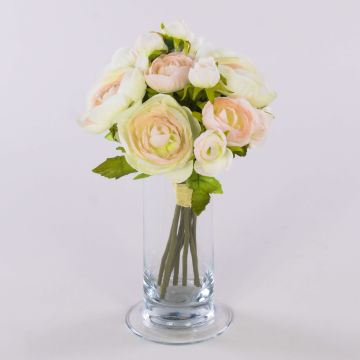 Artificial ranunculus bouquet TONIE, white and pink, 20cm, Ø20cm