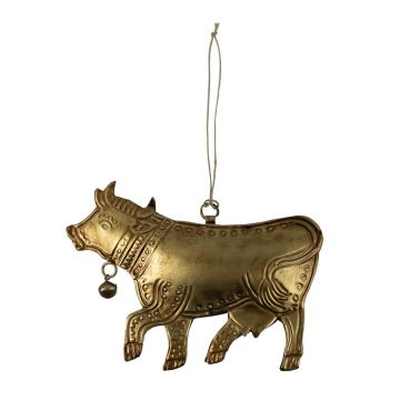 VALDIMAR metal decorative cow hanging ornament, gold, 16x11cm