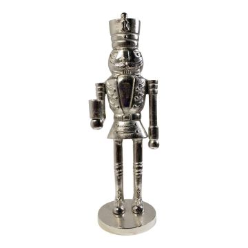 Decorative nutcracker figurine RUNAR, silver, 5.9"x5.9"x19"/15x15x47.5cm Decorative nutcracker figurine RUNAR, silver, 5.9"x5.9"x19"/15x15x47.5cm