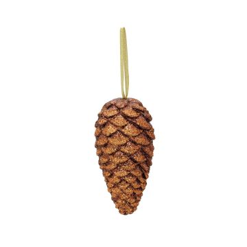 Hanging ornament Fir cone VINCENT, copper, glitter, 9"/23cm