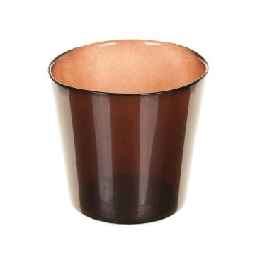 Glass planter ALENA SHINY, shiny brown, 4.9"/12,5cm, Ø5.2"/13,3cm