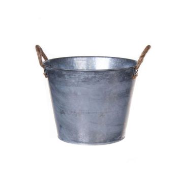 BIMETO round plant pot with handles, zinc, silver, 18.5 cm, Ø22.5 cm