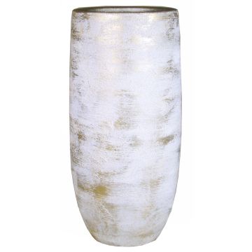 Ceramic flower vase AETIOS, colour gradient, white-gold, 14"/35cm, Ø7"/18cm