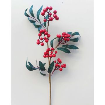 Artificial rowan branch BERNFRIEDE with fruits, red, 22"/55cm Artificial rowan branch BERNFRIEDE with fruits, red, 22"/55cm