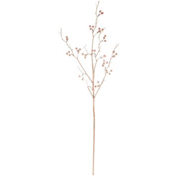 Fake snowberry branch WAKILIA with fruits, metallic rose gold, 3ft/100cm