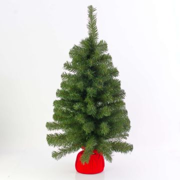Artificial Christmas tree WARSAW, red jute sack, 90cm, Ø50cm Artificial Christmas tree WARSAW, red jute sack, 90cm, Ø50cm