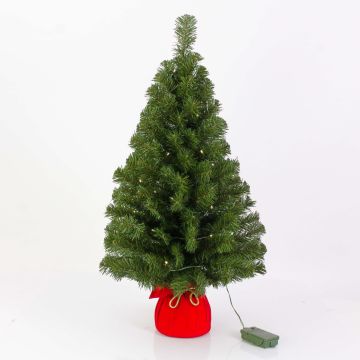 WARSCHAU artificial Christmas tree, red jute sack, LEDs, 90cm, Ø50cm WARSCHAU artificial Christmas tree, red jute sack, LEDs, 90cm, Ø50cm