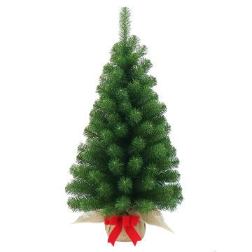 Artificial Christmas tree WARSZAWA, jute sack, red bow, 90cm, Ø50cm Artificial Christmas tree WARSZAWA, jute sack, red bow, 90cm, Ø50cm