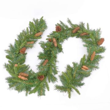 Decorative fir garland ALFRED, crossdoor, flame retardant, 9ft/285cm, Ø 7"/18cm