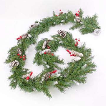 Decorative fir garland MARLIES, crossdoor, flame retardant, snow, 9ft/285cm, Ø5.9"/15cm Decorative fir garland MARLIES, crossdoor, flame retardant, snow, 9ft/285cm, Ø5.9"/15cm