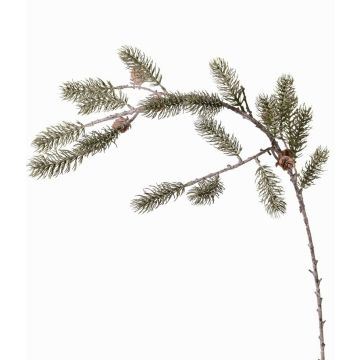 Artificial fir branch ORVILOS with cones, green-white, 33"/85cm