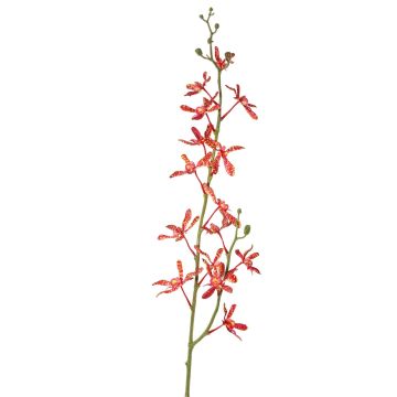 Artificial flower branch Cattleya orchid TRASSA, red-orange, 31"/80cm Artificial flower branch Cattleya orchid TRASSA, red-orange, 31"/80cm