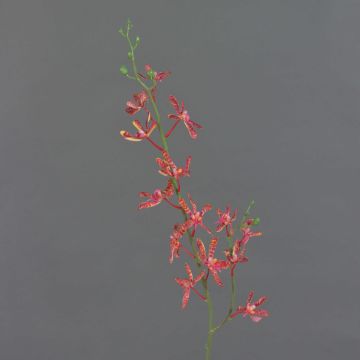 Artificial flower branch Cattleya orchid TRASSA, red-orange, 31"/80cm