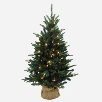 Artificial fir tree HANKO, LEDs, jute bag, 35"/90cm, Ø24"/60cm