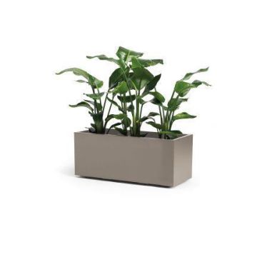 Rectangular planter box NASTASJA made of recycled plastic, with water reservoir, casters, taupe, 39"x16"x15"/99,5x39,5x38cm, 102L