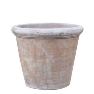 VIRELY terracotta plant pot, handmade, patinated, brown, 33 cm, Ø36 cm