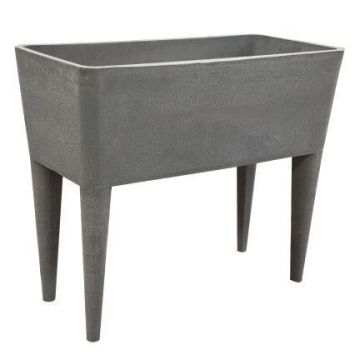 LUAVIA flowerpot made of wood-concrete, with feet, grey, 76x37x65cm