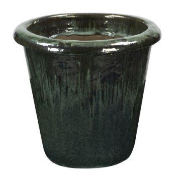 ELVORN terracotta planter, glazed, colour gradient, jade green, 44 cm, Ø47 cm