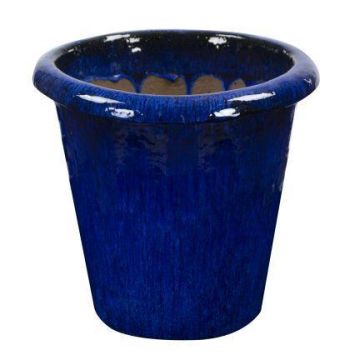 ELVORN terracotta plant pot, glazed, colour gradient, blue, 44 cm, Ø47 cm