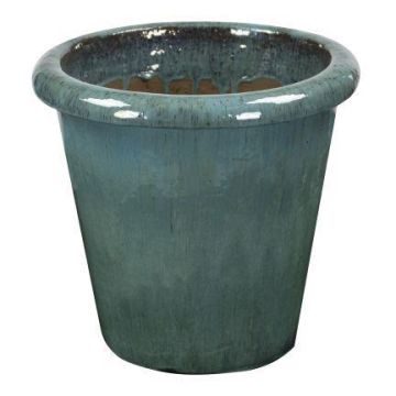ELVORN terracotta plant pot, glazed, colour gradient, light blue, 44cm, Ø47cm