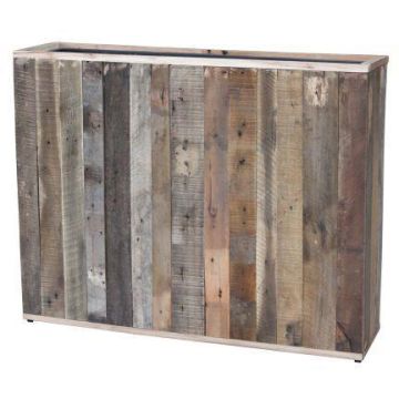 Rectangular wooden flower box BUNJER, natural grain, brown, 93x25x75cm