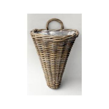 Rattan wall basket ROMELA, brown, 11"x9"x17"/28x24x42cm