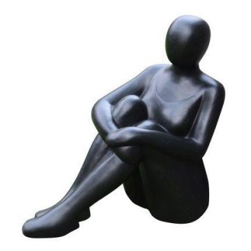 VUNKY garden figurine of a woman, made from fibre-reinforced terrazzo, black, 53 x 27.5 x 56.5 cm