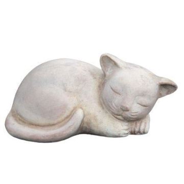 SERIVA cat figurine made of terracotta, lying down, handmade, patinated, beige, 29 x 16 x 13 cm