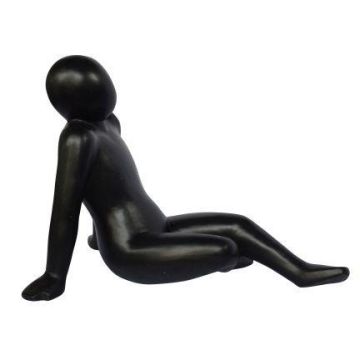 VUNKY garden figure of a man, made from fibre-reinforced terrazzo, black, 69 x 46 x 51 cm