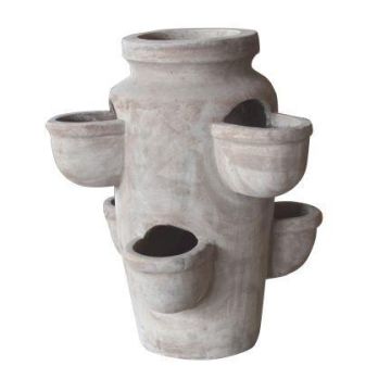 ILMORA terracotta herb tiered planter, handmade, brown, 48cm, Ø41cm