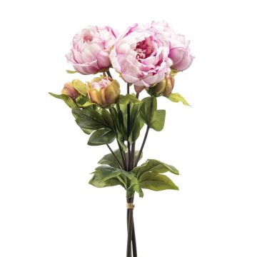 Artificial flower bouquet – VATANA peony bunch, light lilac-green, 50 cm, Ø 18 cm