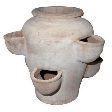 ILMORA terracotta herb tiered planter, handmade, brown, 48cm, Ø50cm