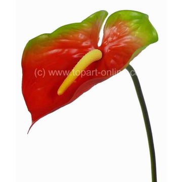 Artificial flower anthurium MOIRA, red-green, 30"/75cm, 5.1"x8"/13x20cm