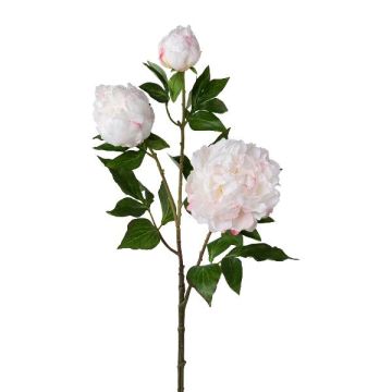 Artificial peony branch CRUNT, white, 33"/85cm