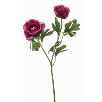 Artificial ranunculus flower branch FLORANCE, dark violet, 18"/45cm