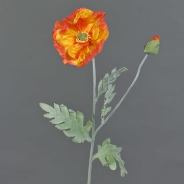 Artificial poppy LISSIE, orange, 28"/70cm, Ø 4.7"/12cm