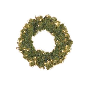 SOLVEIG plastic fir wreath with LEDs, green, Ø45cm SOLVEIG plastic fir wreath with LEDs, green, Ø45cm