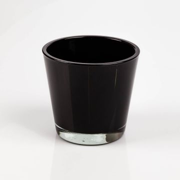 Flower pot/tea light holder RANA, black, 3.94" x 5.12" x 5.51" / 10x13x14cm
