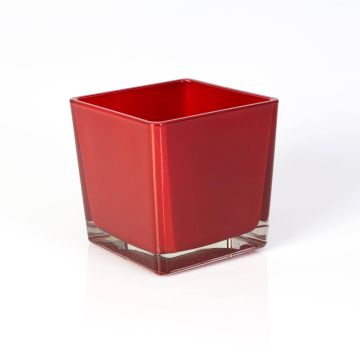 Big tealight glass KIM EARTH, red, 4.7"x4.7"x4.7" / 12x12x12cm