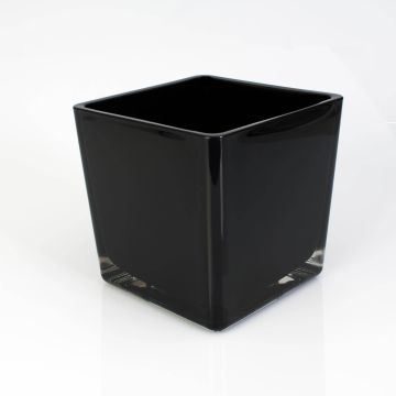 Big tealight glass KIM EARTH, black, 5.5"x5.5"x5.5" / 14x14x14cm