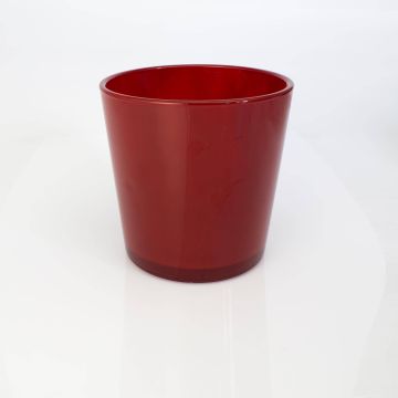 Big glass container/ flower pot ALENA, red, 7.5" / 19cm, Ø7.3" / 18,5cm