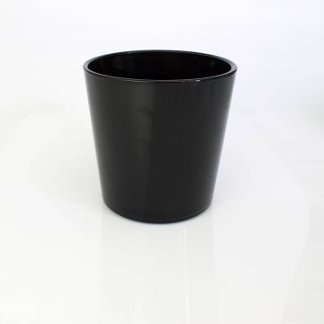 Big glass container/ flower pot ALENA, black, 7.5" / 19cm, Ø7.3" / 18,5cm