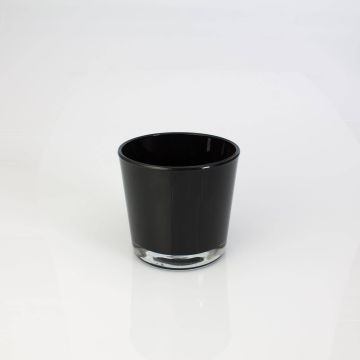 Small glass vase / storm lantern ALENA, black, 4.1" / 10,5cm, Ø4.5" / 11,5cm