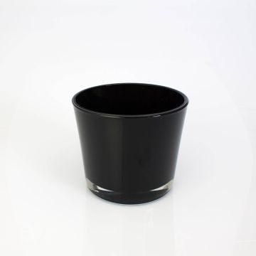 Flower pot / storm lantern ALENA, black, 4.9" / 12,5cm, Ø5.7" / 14,5cm