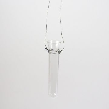 Narrow vase/ glass tube MILO with wire, clear glass, 4.3" / 11,5cm, Ø0.8" / 2cm